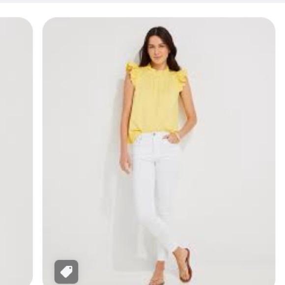 New Vineyard Vines yellow ruffle sleeve swing top - Picture 2 of 6